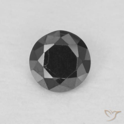 0.06ct 天然 黑色 钻石, 圆形的, 不透明