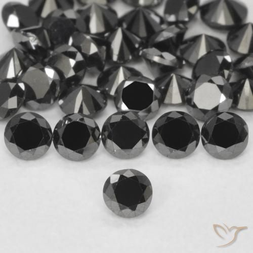 0.05ct 天然 黑色 钻石, 圆形的, 不透明