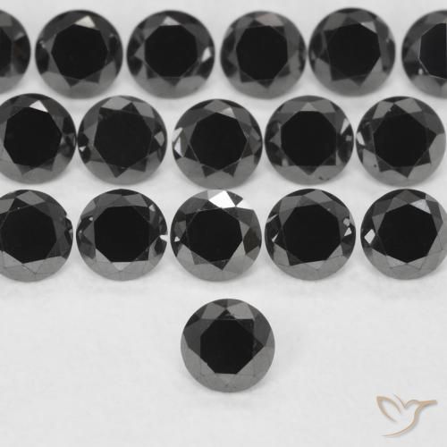 0.14ct 天然 黑色 钻石, 圆形的, 不透明