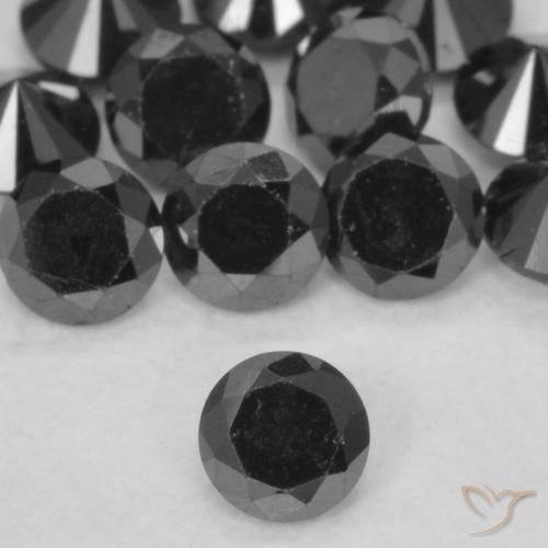 0.11ct 天然 黑色 钻石, 圆形的, 不透明