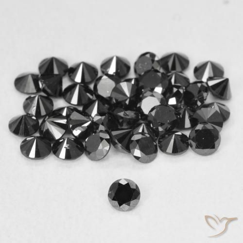0.07ct 天然 黑色 钻石, 圆形的, 不透明