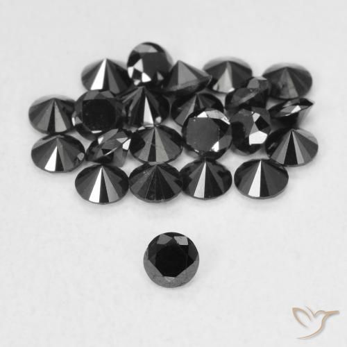 0.07ct 天然 黑色 钻石, 圆形的, 不透明