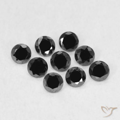0.05ct 天然 黑色 钻石, 圆形的, 不透明