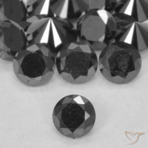 0.06ct 天然 黑色 钻石, 圆形的, 不透明