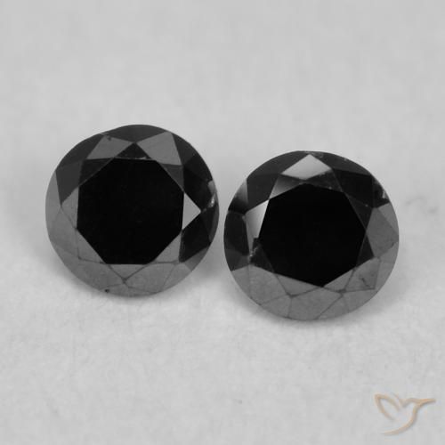 0.10ctw 天然 黑色 钻石, 圆形的, 不透明, Photo A