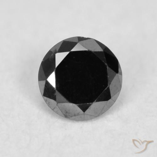 0.03ct 天然 黑色 钻石, 圆形的, 不透明