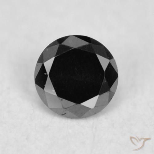 0.03ct 天然 黑色 钻石, 圆形的, 不透明