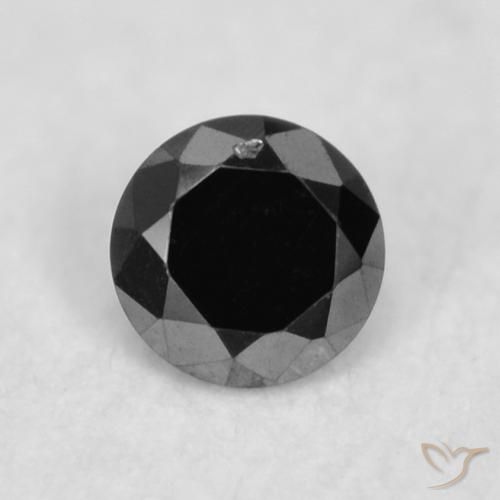 0.02ct 天然 黑色 钻石, 圆形的, 不透明