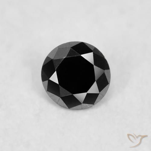 0.03ct 天然 黑色 钻石, 圆形的, 不透明