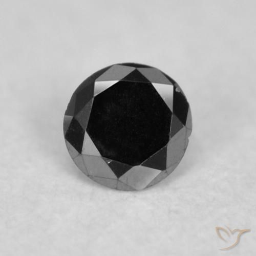 0.02ct 天然 黑色 钻石, 圆形的, 不透明