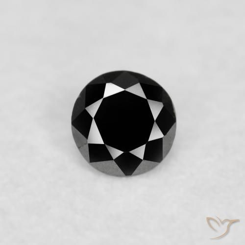 0.02ct 天然 黑色 钻石, 圆形的, 不透明