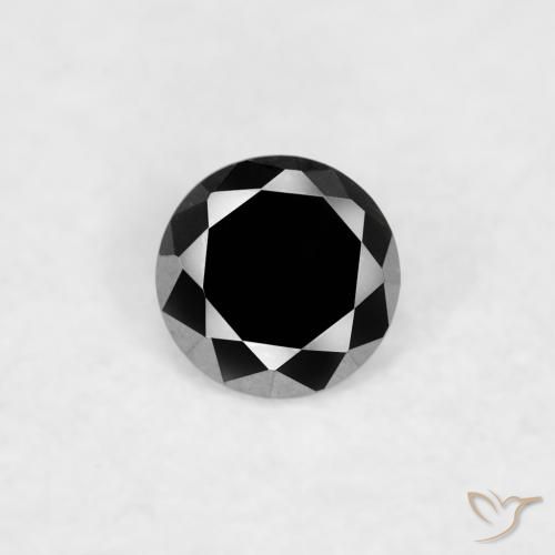 0.03ct 天然 黑色 钻石, 圆形的, 不透明