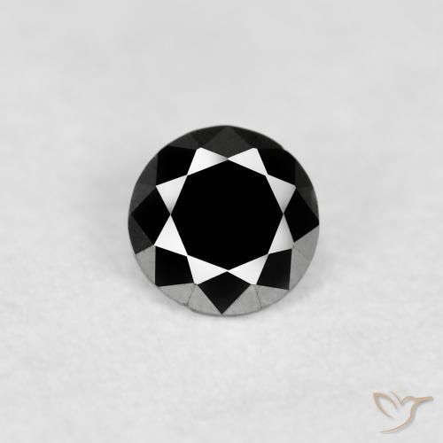0.08ct 天然 黑色 钻石, 圆形的, 不透明