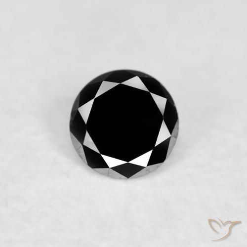 0.07ct 天然 黑色 钻石, 圆形的, 不透明