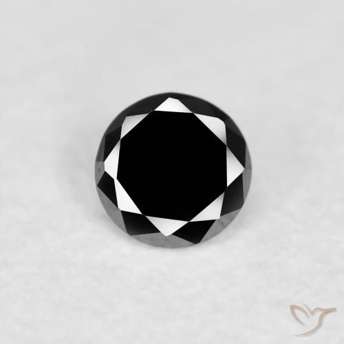 0.08ct 天然 黑色 钻石, 圆形的, 不透明
