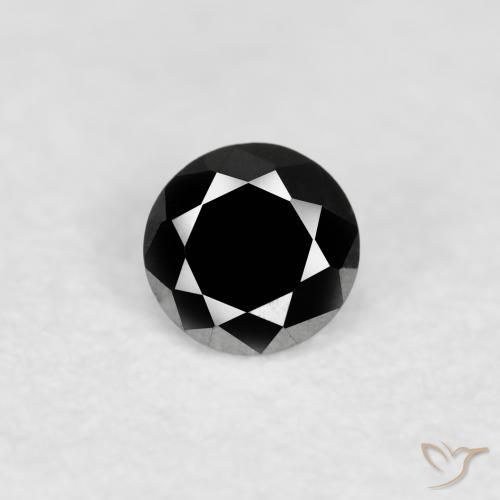 0.09ct 天然 黑色 钻石, 圆形的, 不透明