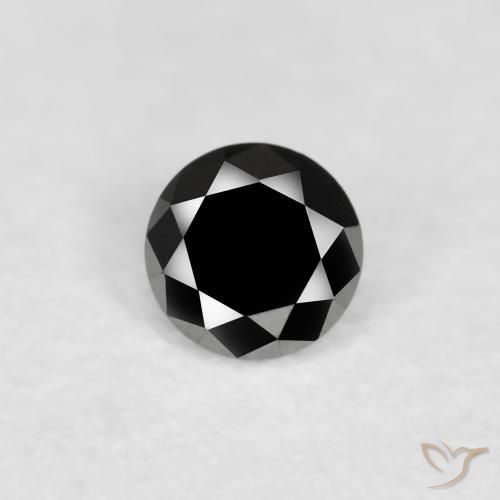 0.11ct 天然 黑色 钻石, 圆形的, 不透明