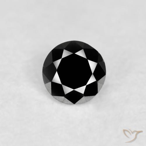 0.09ct 天然 黑色 钻石, 圆形的, 不透明