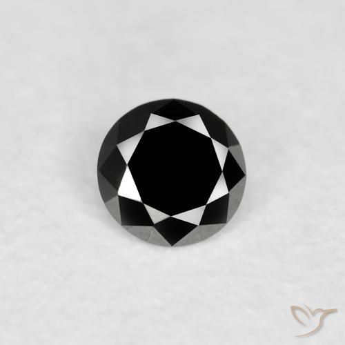 0.06ct 天然 黑色 钻石, 圆形的, 不透明