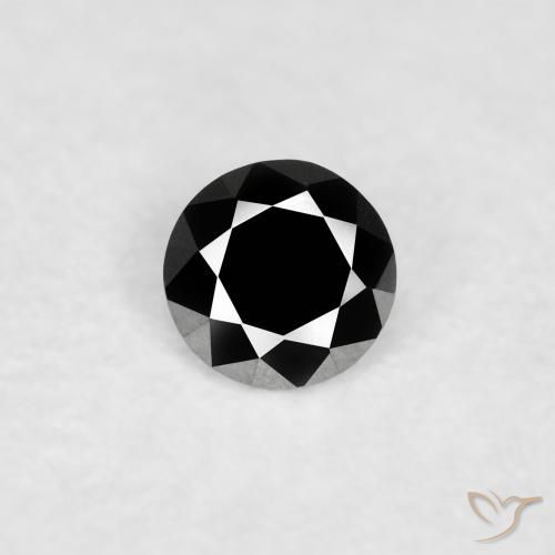 0.07ct 天然 黑色 钻石, 圆形的, 不透明