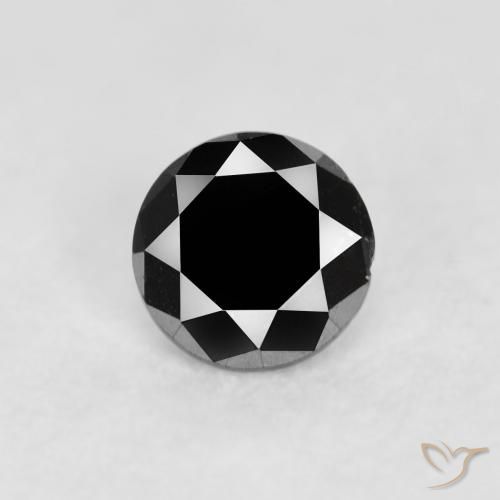 0.09ct 天然 黑色 钻石, 圆形的, 不透明