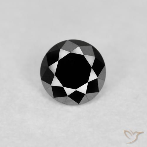 0.12ct 天然 黑色 钻石, 圆形的, 不透明