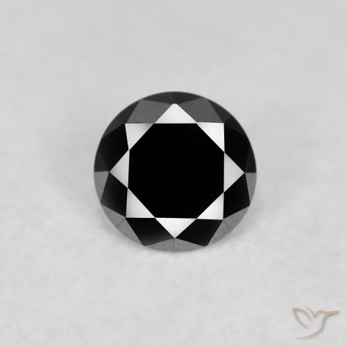 0.12ct 天然 黑色 钻石, 圆形的, 不透明
