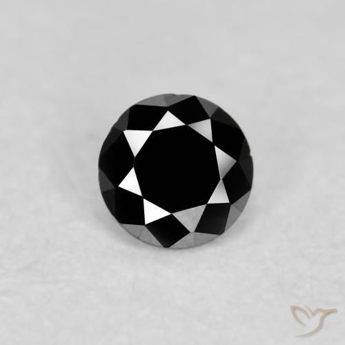 0.07ct 天然 黑色 钻石, 圆形的, 不透明