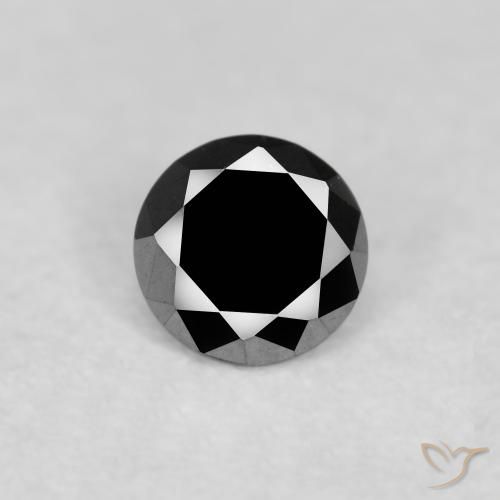 0.12ct 天然 黑色 钻石, 圆形的, 不透明