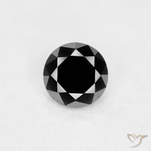 0.03ct 天然 黑色 钻石, 圆形的, 不透明