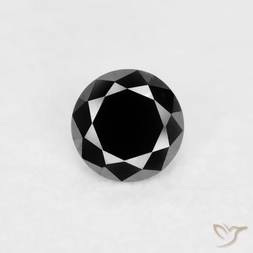 0.03ct 天然 黑色 钻石, 圆形的, 不透明