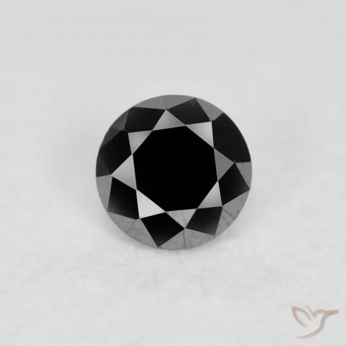0.09ct 天然 黑色 钻石, 圆形的, 不透明