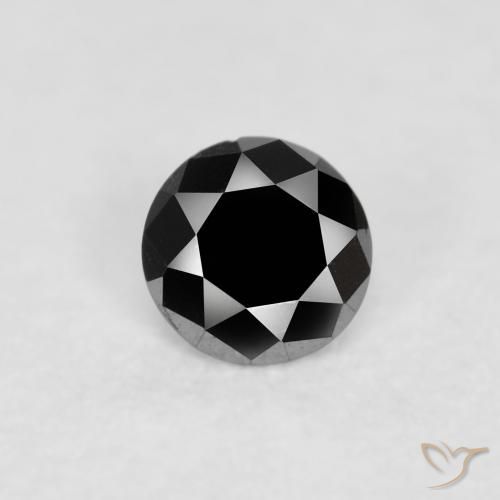 0.09ct 天然 黑色 钻石, 圆形的, 不透明