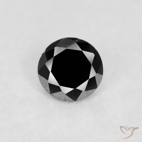 0.04ct 天然 黑色 钻石, 圆形的, 不透明