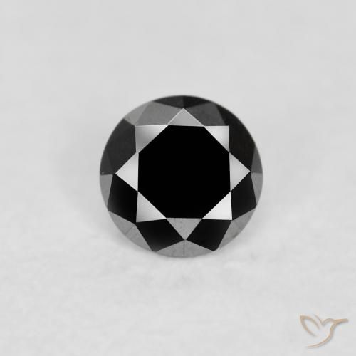 0.09ct 天然 黑色 钻石, 圆形的, 不透明