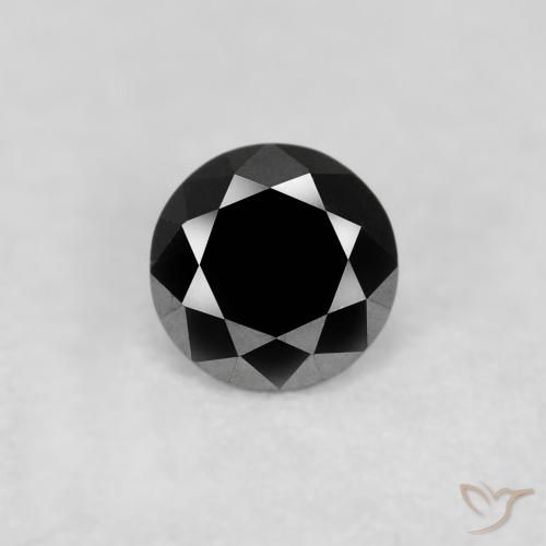 0.10ct 天然 黑色 钻石, 圆形的, 不透明