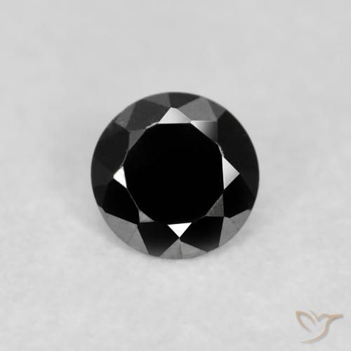 0.10ct 天然 黑色 钻石, 圆形的, 不透明
