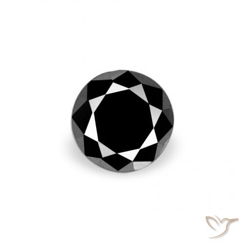 0.10ct 天然 黑色 钻石, 圆形的, 不透明