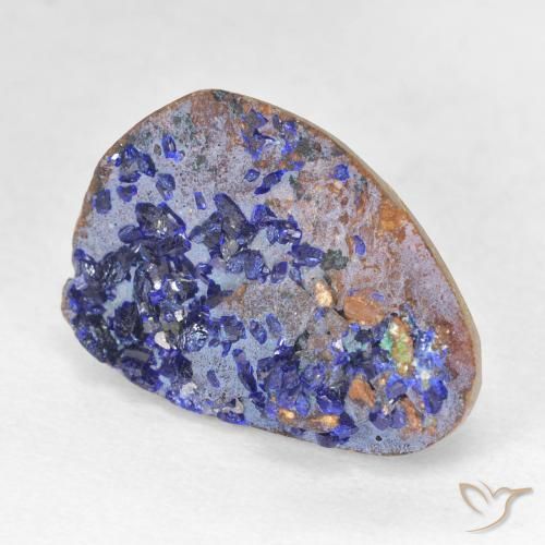 8.09克拉天然蓝铜矿晶，花式切割，不透明