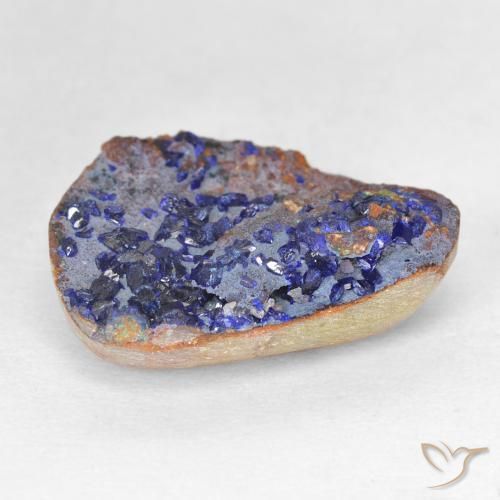 8.09克拉天然蓝铜矿晶，花式切割，不透明