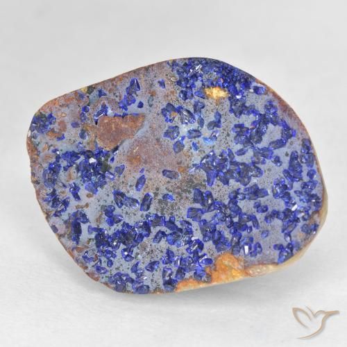 12.46克拉天然蓝铜矿晶，花式切割，不透明