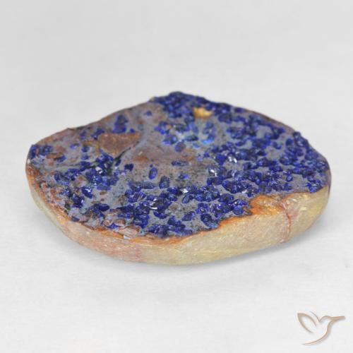 12.46克拉天然蓝铜矿晶，花式切割，不透明