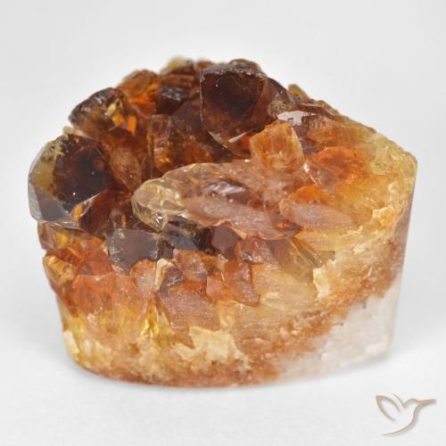 37.97ct 天然 土橙 黄水晶晶簇, 胖三角形, 不透明
