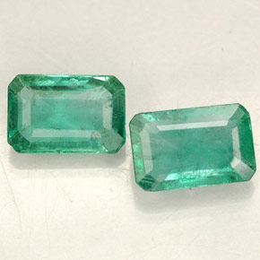 天然绿色祖母绿，祖母绿式切割，6×4毫米，SI