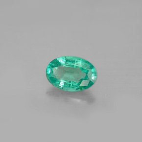 0.43克拉天然绿色祖母绿，椭圆形切割，6.1×4.2毫米，SI-I1