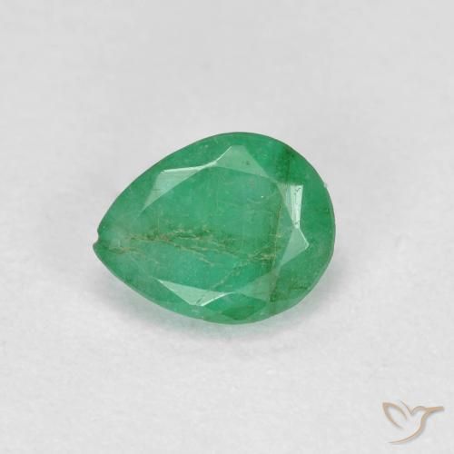 0.41ct 天然 中浅绿色 翠, 梨形, SI-I1