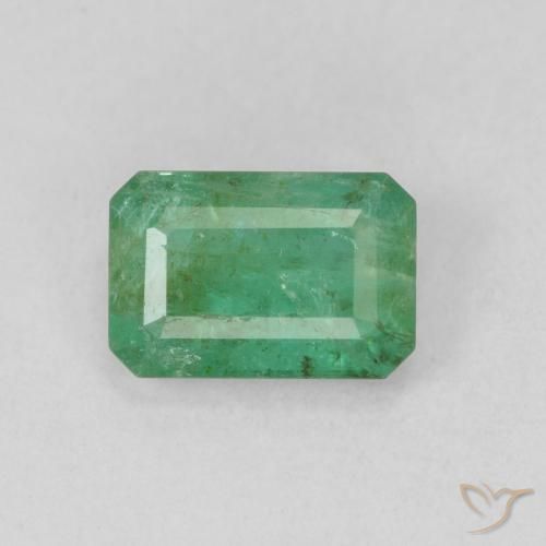 0.88ct 天然 浅冷绿 翠, 祖母绿式切割, SI