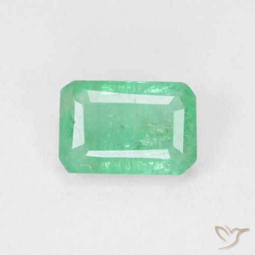 0.64ct 天然 亮绿色 翠, 祖母绿式切割, SI