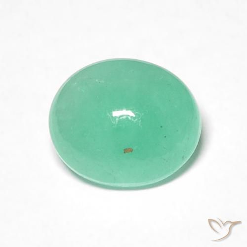 0.97ct 天然 蕨绿 翠, 椭圆形, 半透明