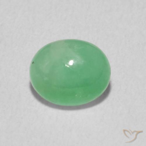 0.78ct 天然 亮绿色 翠, 椭圆形, 半透明
